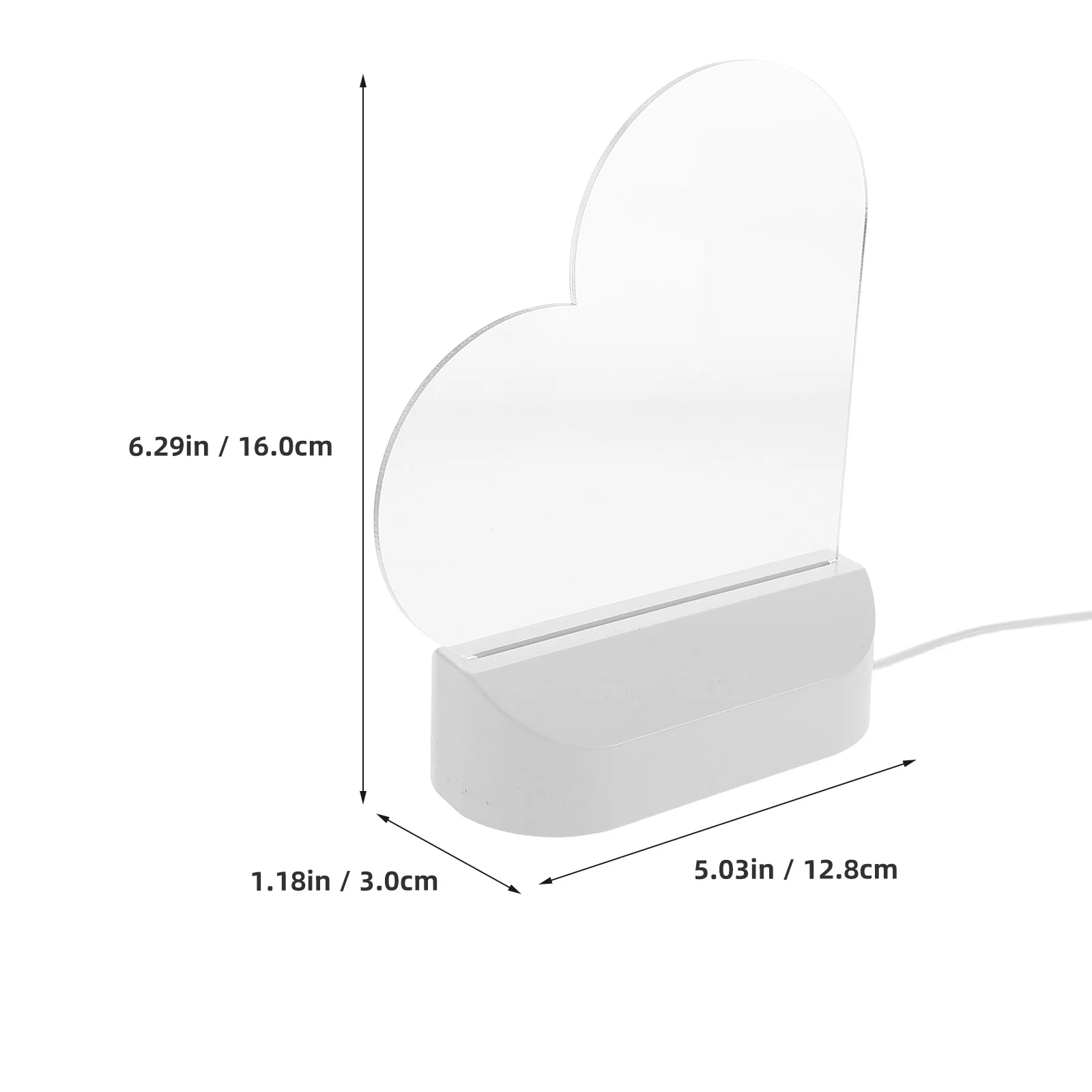 1Set LED Erasable Writing Board Heart Shaped Night Light Adults Portable Memo Desk Whiteboard Clear Drawing Tablet