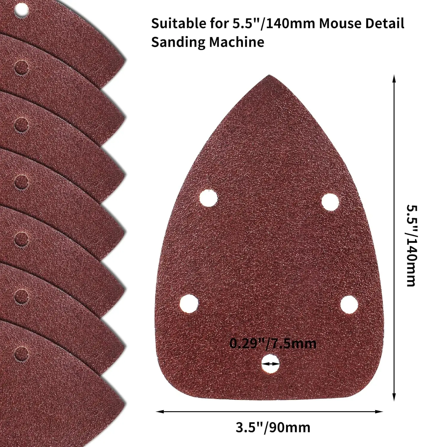 25Pcs Mouse Detail Sander Sandpaper 5 Hole Mouse Sandpaper Hook and Loop Sander Pads Sanding Sheets for 140mm Sanding Machine