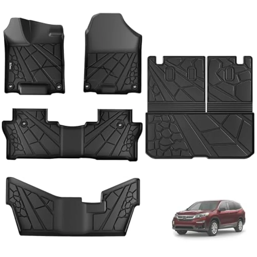 

Floor Mats for Honda Pilot 2016-2022 8 Seats No Elite Models All Weather Protection TPE Floor Liners Front 2nd Row Backrest Mat