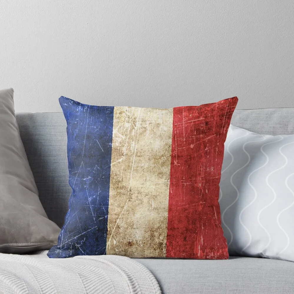 

Vintage Aged and Scratched French Flag Throw Pillow Room decorating items Sofa Cushions Covers Luxury Pillow Case