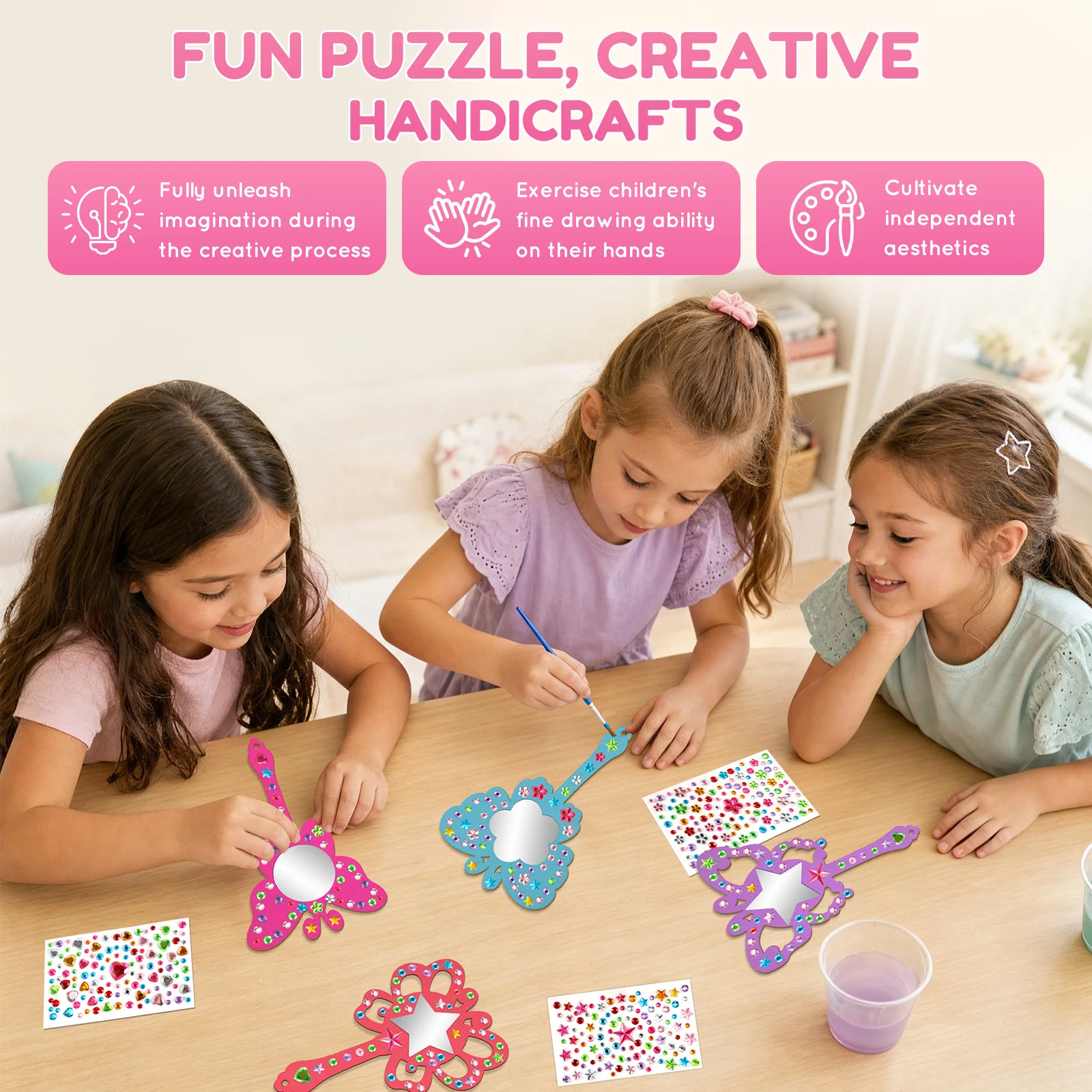木製ミラークラフトデコレーションプリンセスミラー女の子DIY - Art Craft Mirror のレビューと価格