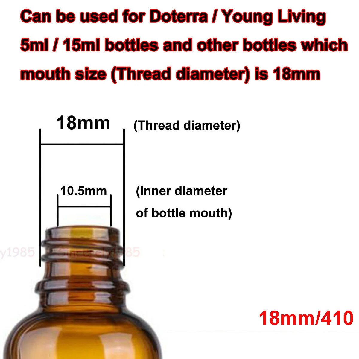 Cabezal de bomba de suero para botellas de aceite esencial de vidrio vivo, Doterra Yang, Perfume de aromaterapia, roll on Bottle, 18mm, 410, 10x100x