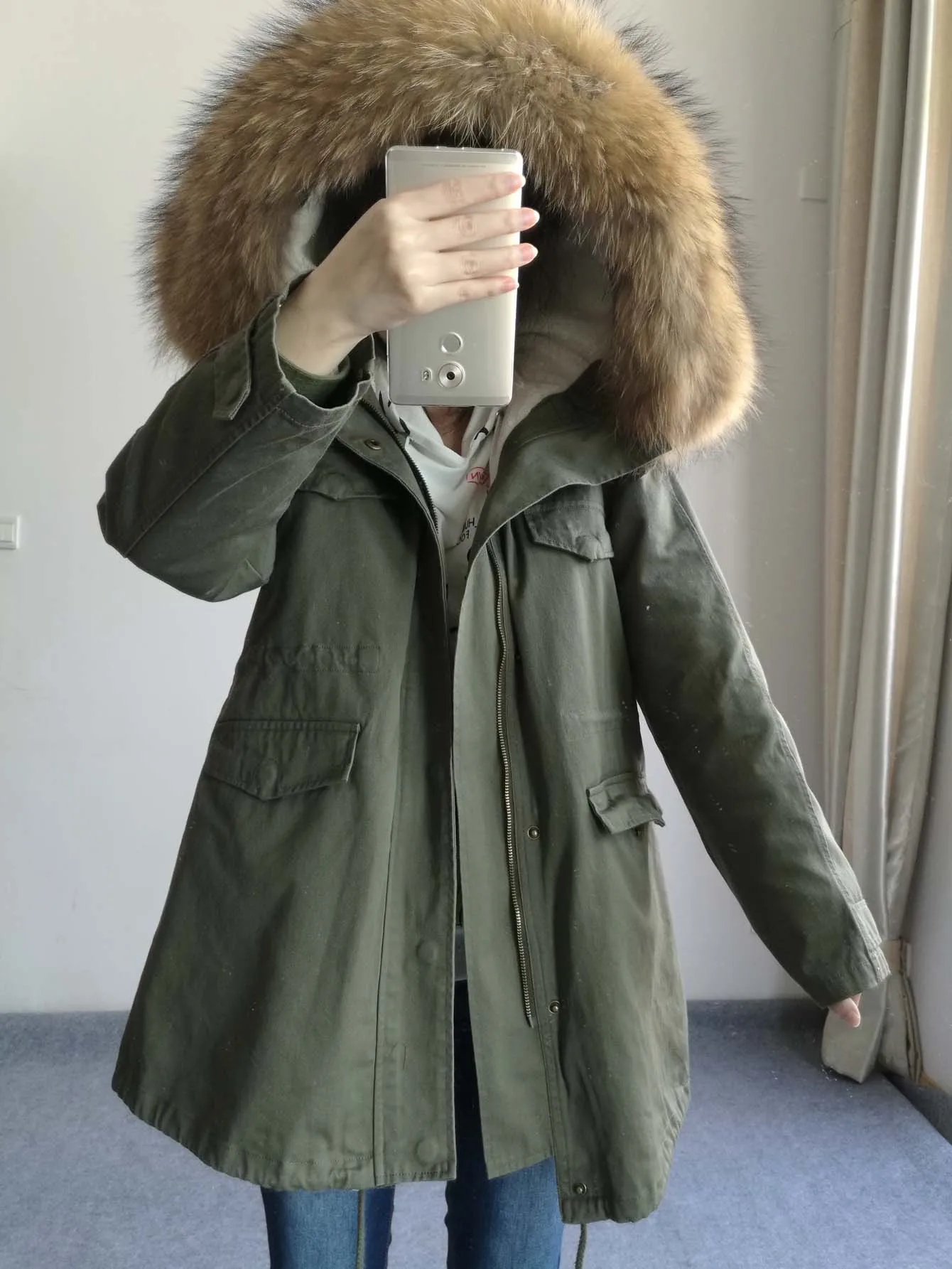

Winter women's warm parka coat for outdoor high luxury cotton clothes