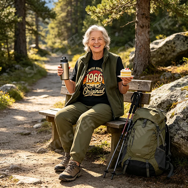 60. Geburtstag Männer Frauen Geboren 1966 Dekoratives Geschenk Lustiges T-Shirt Y2k Vintage Camping Outdoor Kleidung Neuheit T-Shirt Geschenk – Detail 3