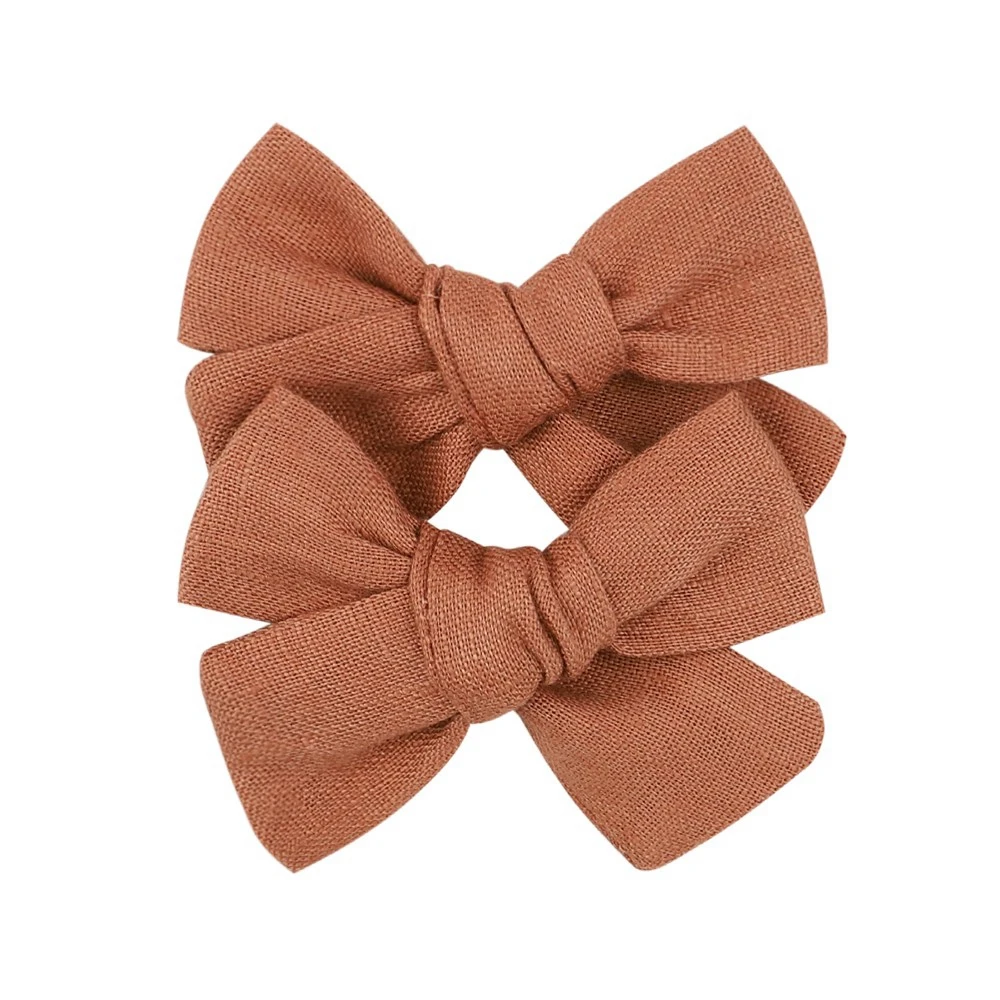 2Pcs/Lot  Hair Clip for Baby Girls Solid Floral Embroidery Covered Safety Bows Bowknot Hairpins Ribbon Headwear Hair Accessories