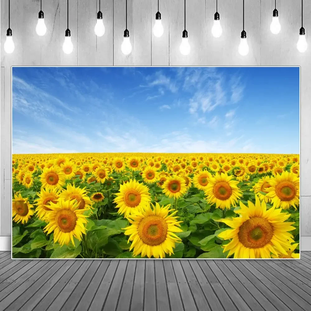 MOON.QG Spring Farm Field Photography Backdrop Sunflower Pasture Scenery Party Photocall Background Custom Decor Photo Props