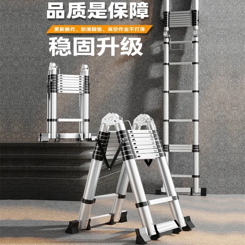 

Telescopic ladder Lifting engineering ladder Stainless steel portable household herringbone ladder Multifunctional straight ladd