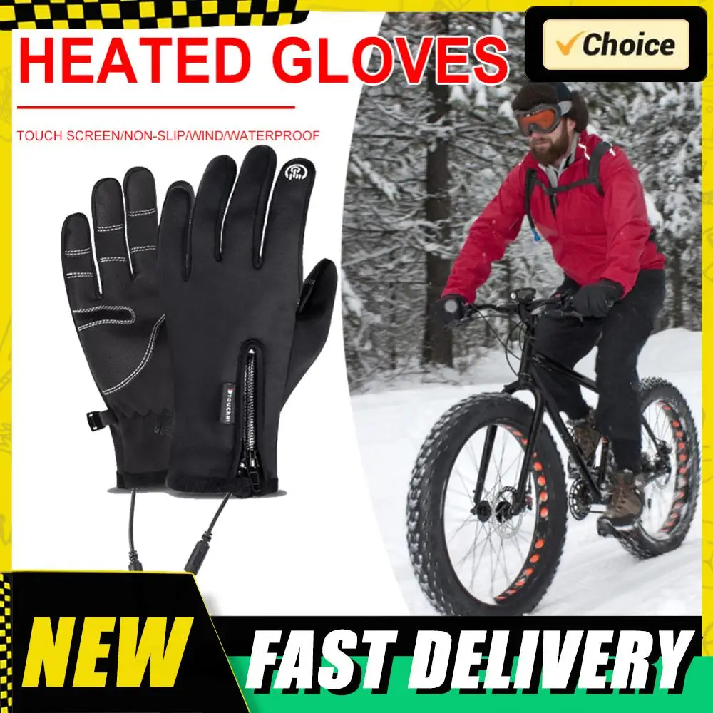 

USB Rechargeable Heated Gloves Windproof Waterproof Winter Outdoor Touch Screen Gloves for Skiing Cycling Hiking Cold Weather