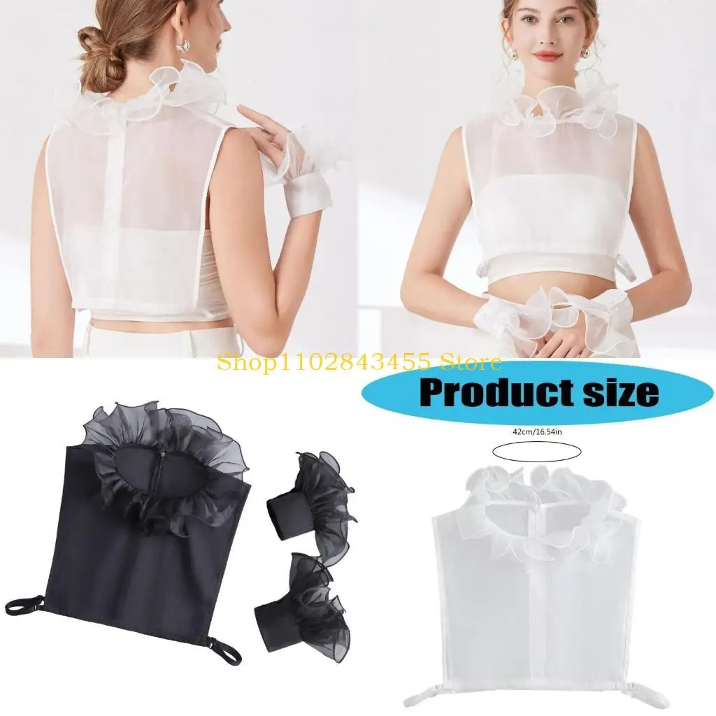 ensemble-avec-col-detachable-a-volants-manches-elastiques-pour-femmes-tenue-bureau-49mc