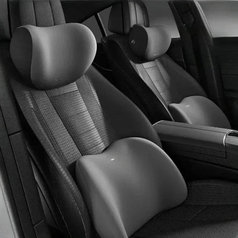

Memory Foam Car Neck Pillow and Lumbar Support Backrest Cushion Dual-Use Headrest for Vehicle Seat Comfort and Support