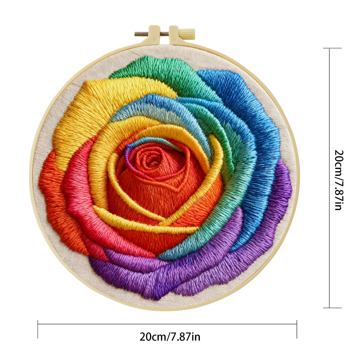 1 Stück 20X20CM/15X15CM 7,87/6,3 Zoll Buntes Blumen-Stickerei-Starter-Kit DIY-Kit DIY-Stickerei-Set Handarbeiten – Detail 6