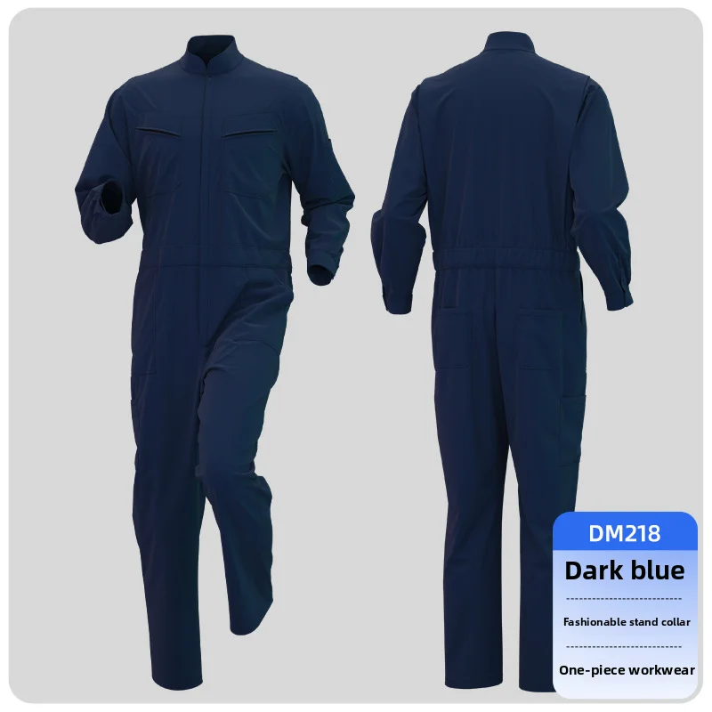Men's jumpsuit solid color stand up collar workwear jumpsuit repair workshop factory labor protection clothing