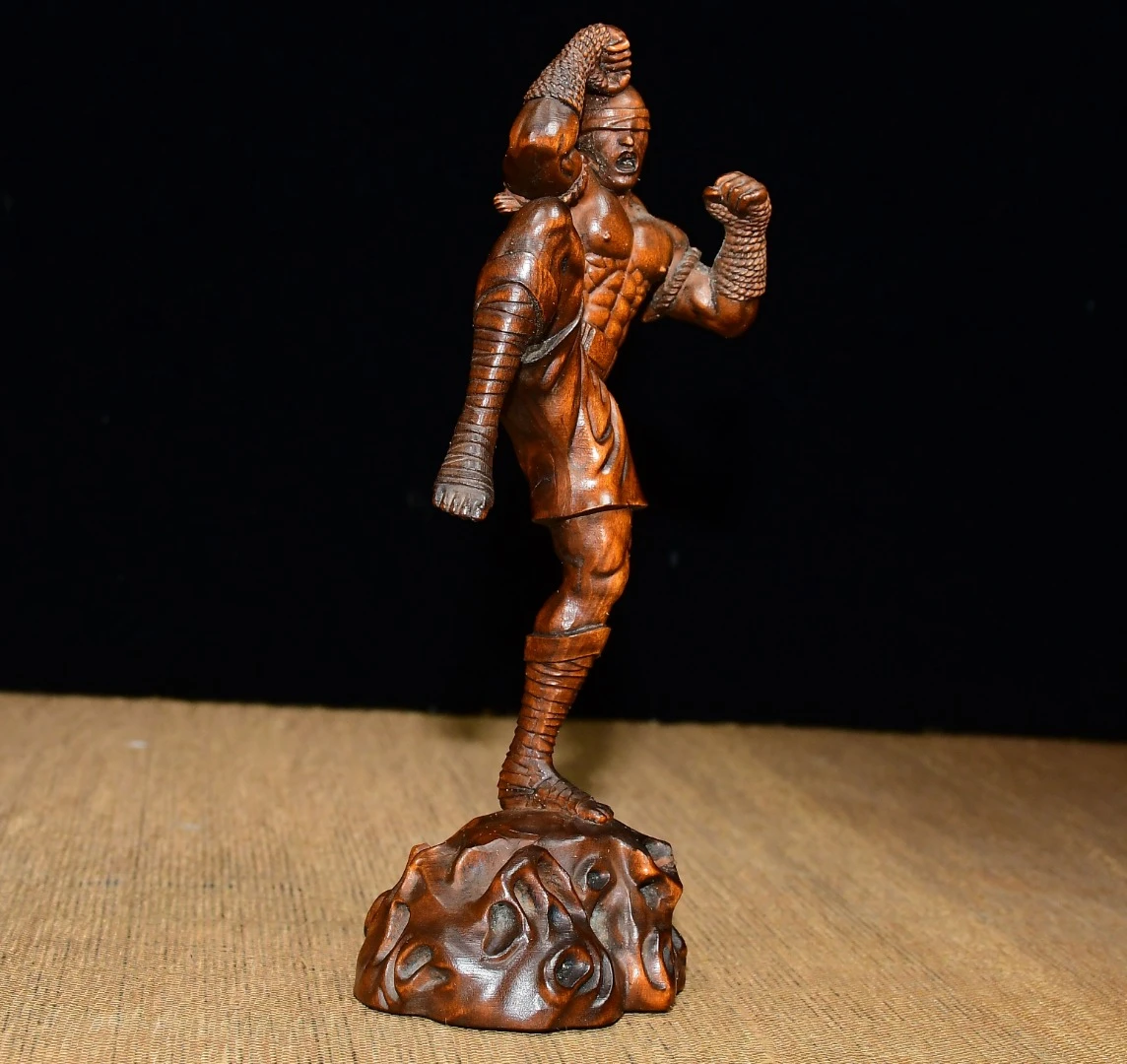 

65*165mm Rosewood Martial Artist Statue Ornament Home Decoration Accessories For Living Room Wood Sculpture Handmade Decoration