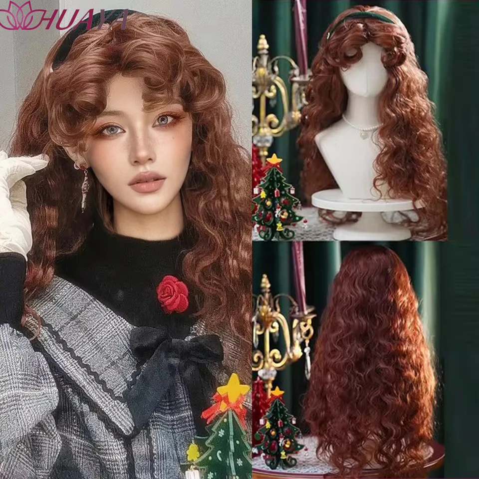 Fluffy Wool Roll Synthetic Wig Retro Curly Lolita Female Wig Silvery White Long Curly Halloween Cosplay Wig