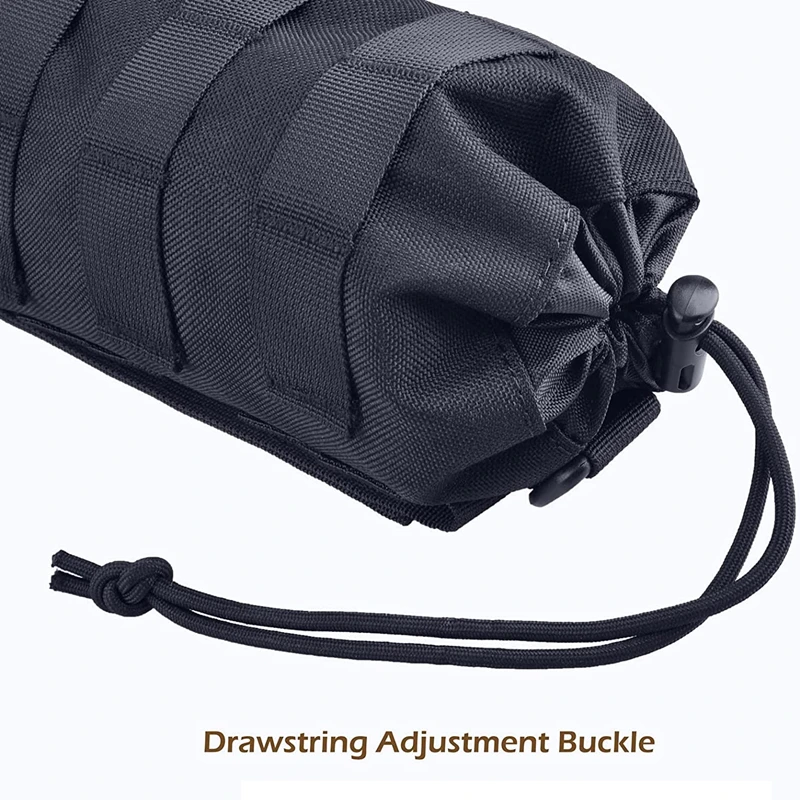 Tactical Molle Water Bottle Bag Outdoor Camping Hiking Drawstring Holder Multifunction Bottle Storage Pouch Pocket