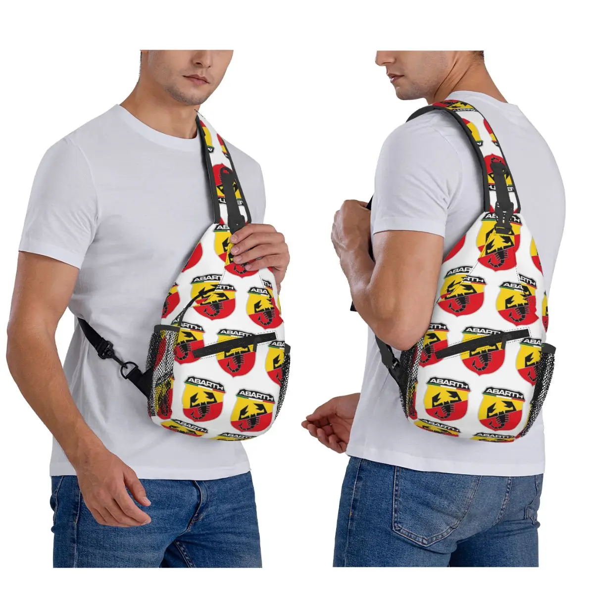 Adesivo Scorpione Abarth Print Chest Bag Men Sling Crossbody Backpack Chest Bag Traveling Hiking Daypack Shoulder Bag