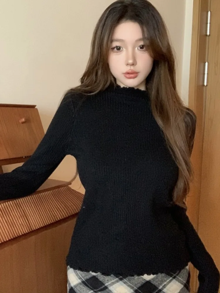 Thiened Fce اصطف f قاعدة نسائية ذات ياقة عالية irt أوائل الربيع ملابس داخلية دافئة علوية تصميم خشبي للتنقل Sle