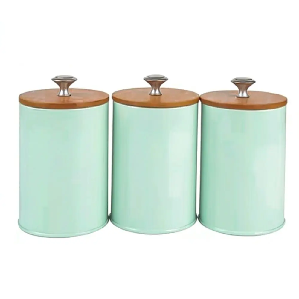 Metal Food Storage Jar Bamboo Lid Sealed Kitchen Organizer Modern Minimalist Style Decorative Container Coffee