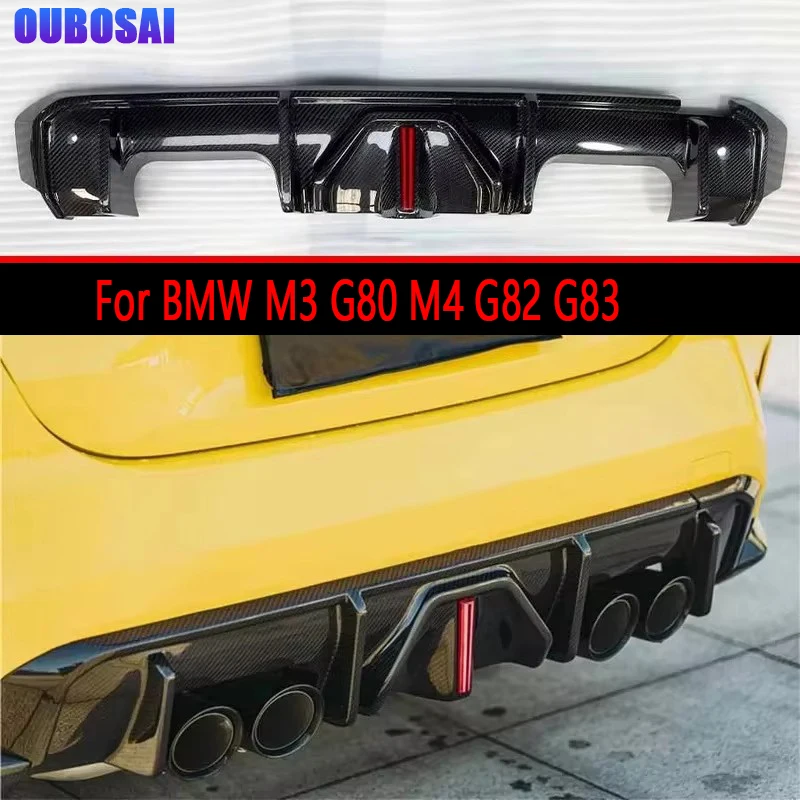 

For BMW M3 G80 M4 G82 G83 Carbon Fiber Diffuser Rear Bumper Diffuser Rear Splitters With lights Spoiler Back lip body kit