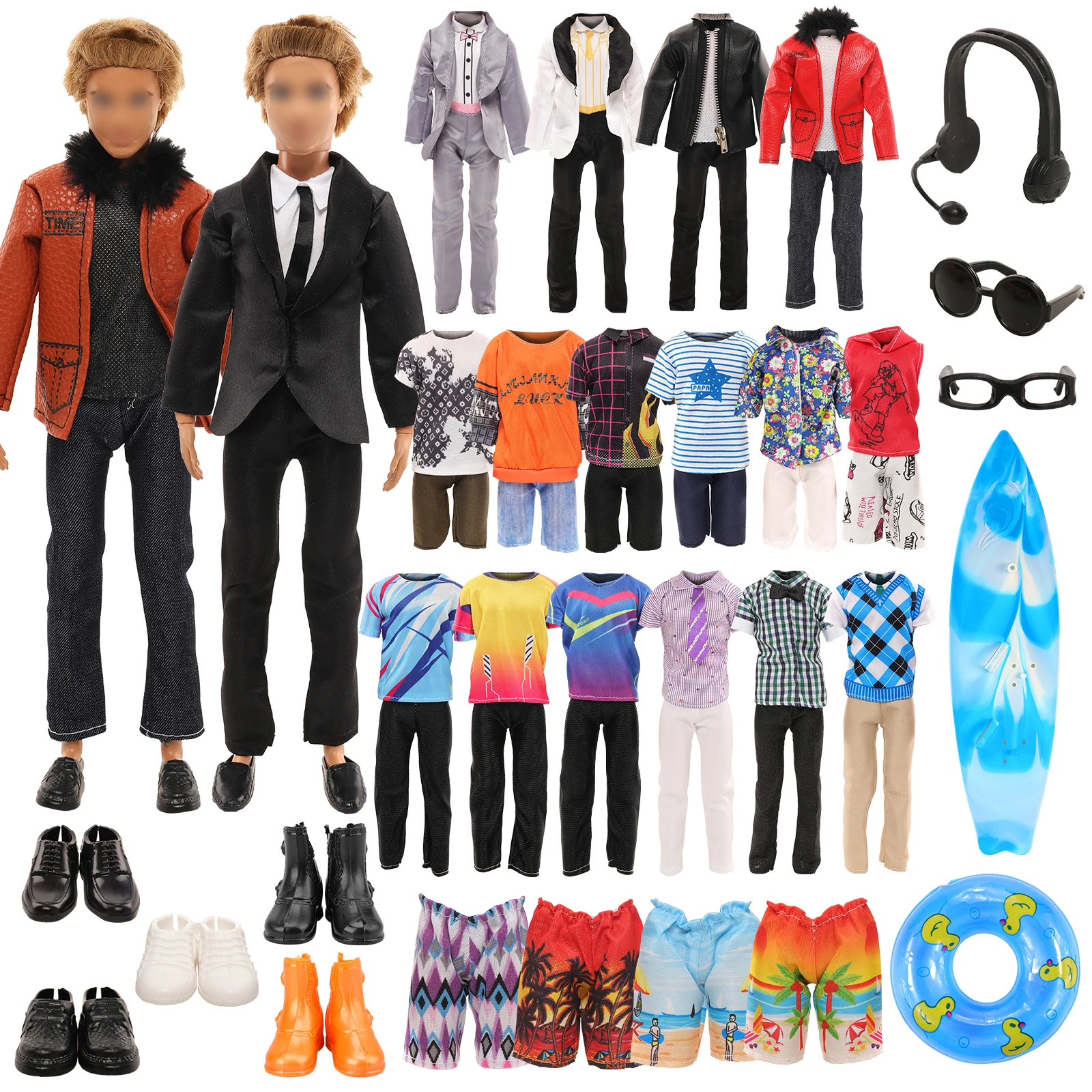 Barwa Fashion Birthday Present Gift 17 Piece =1 jacket suit+1 suit+2 tops+2 shorts pants and Beach Pants+5 pairs of shoes