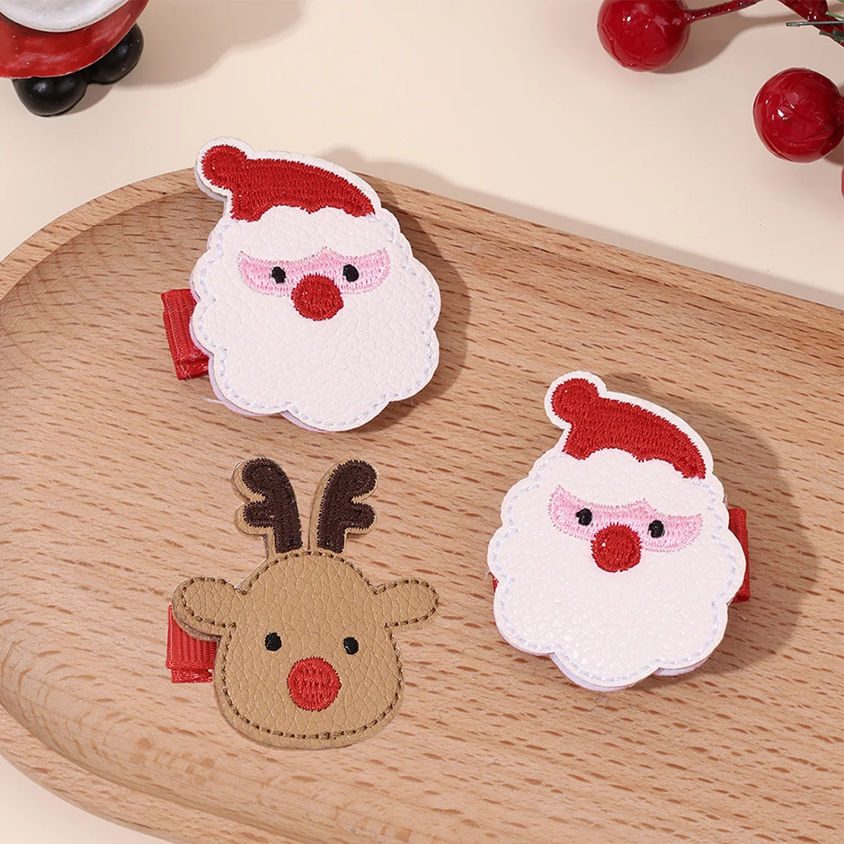 2Pcs Christmas Cartoon Hair Clips Cute Santa Claus Reindeer Hairpins New Year Side Barrette For Girls Kids Headwear Accessories