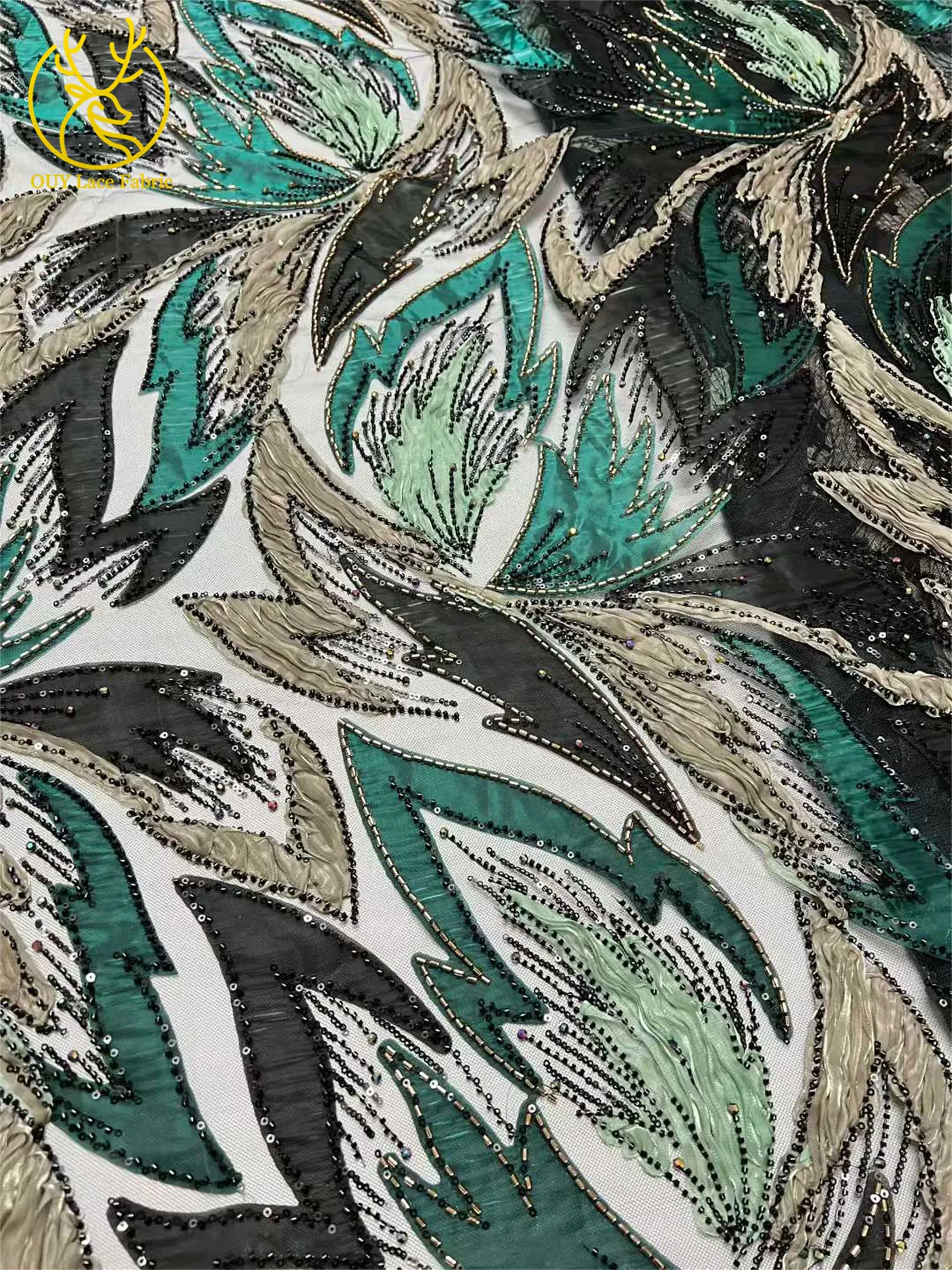 2026 Afrikanischer Perlen-Spitzenstoff 5 Yards Nigerianischer Französischer Pailletten-Tüll-Spitzenstoff für Damen-Abendkleider zum Nähen 5 Yards – Detail 10