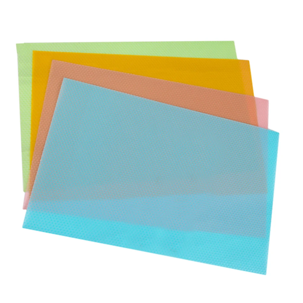 

4 Pcs EVA Fridge Mats Insulated Placemats Refrigerator Liners Drawer Cabinet Mats Washable Kitchen Gadgets Orange Blue Green