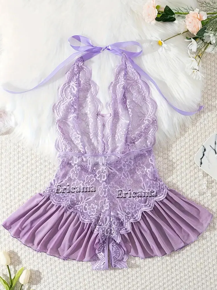 2024 Sexy Lingerie Crotchless Lace Bra And Panty Underwear Set Women Lace Costumes Open Bra Underwea