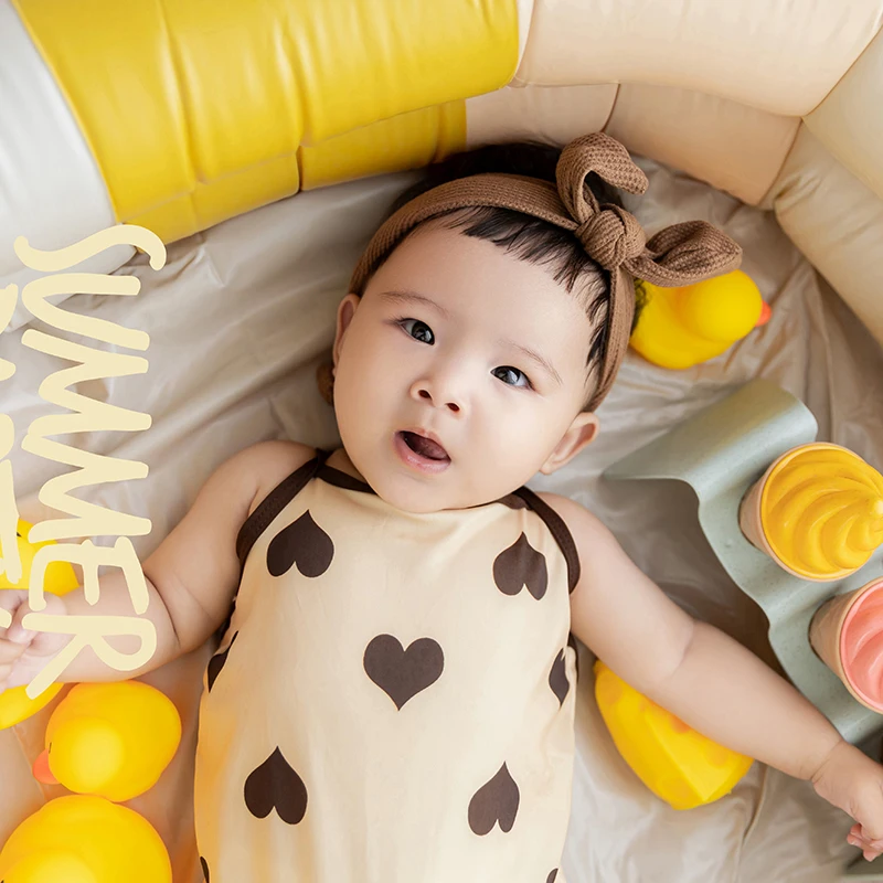 Summer Swim Pool Theme Baby Photography Outfit Baby Beach Swimming Ring Ice Cream Photo Props Studio Infant Photo Accessories