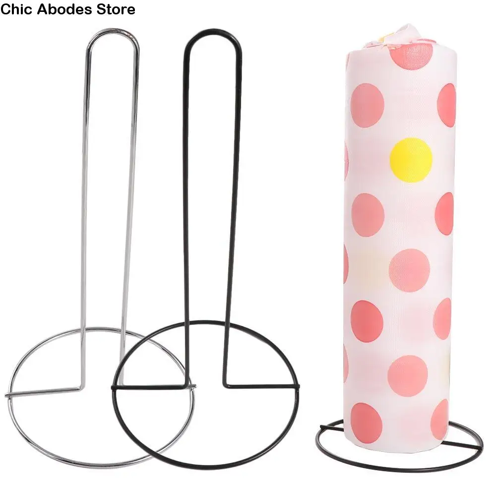 

Stainless Steel Roll Paper Towel Holder Free Standing Black/Silver Vertical Napkins Rack One-handed Tear Tissue Stand Countertop