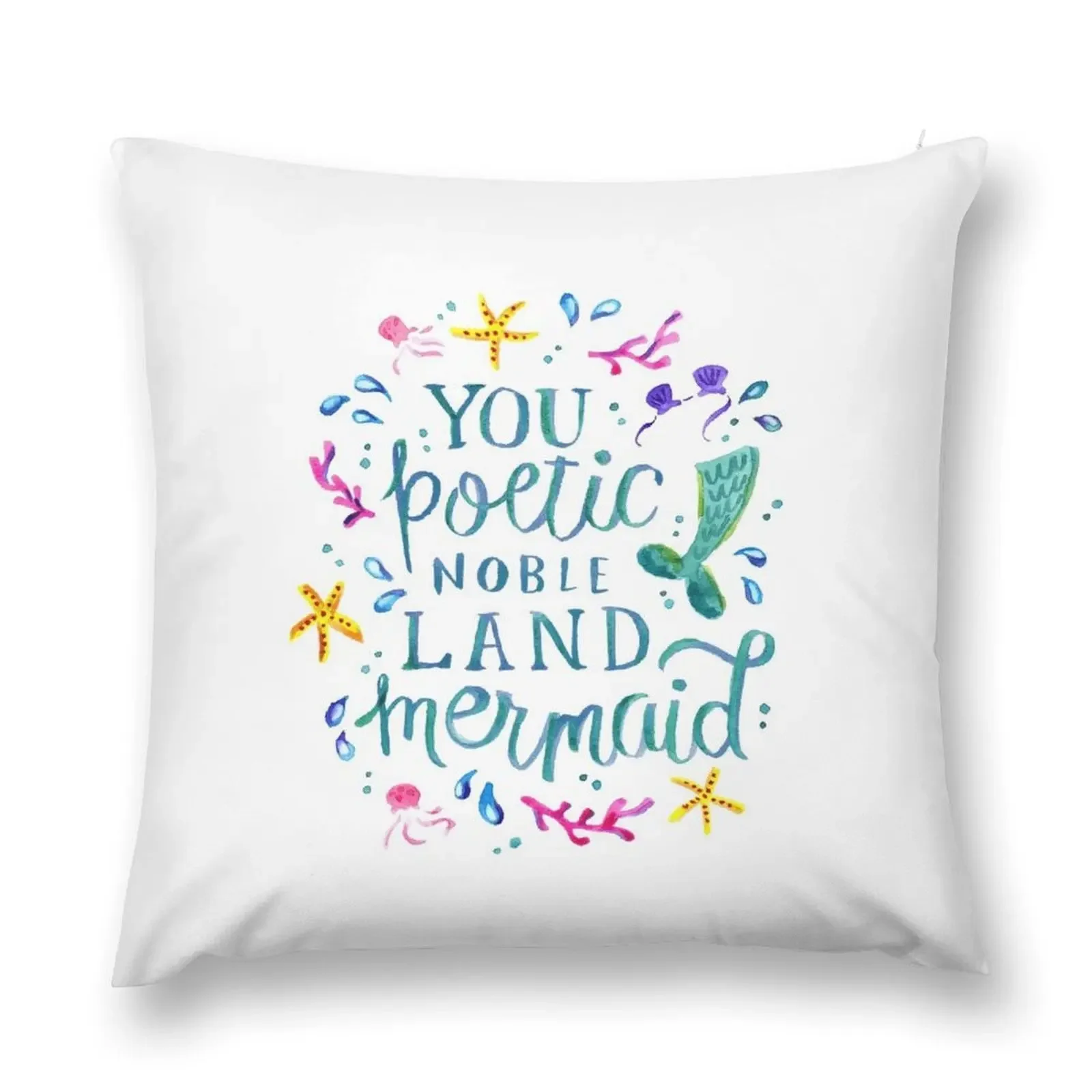 You poetic noble land mermaid. Throw Pillow pillows decor home Embroidered Cushion Cover pillow