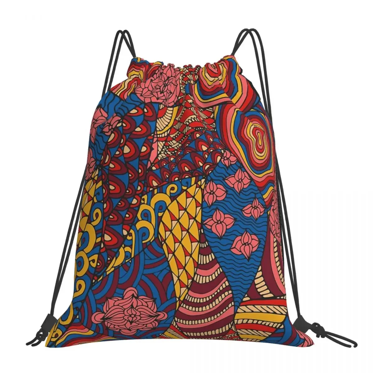 

60s Hippie Psychedelic Pattern Backpacks Portable Drawstring Bags Drawstring Bundle Pocket Sports Bag BookBag For Travel School