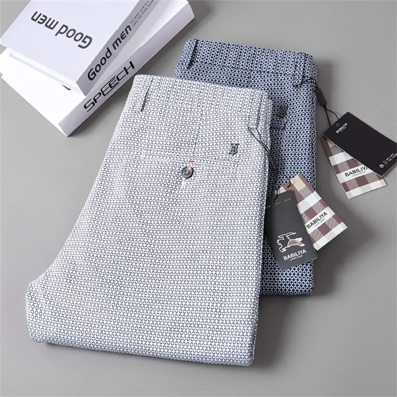 Plaid Casual Pants Men  Korean Fashion Clothing Trousers For Men Straight Slim Fit Office Formal Suit Pants 2023 Spring Summer