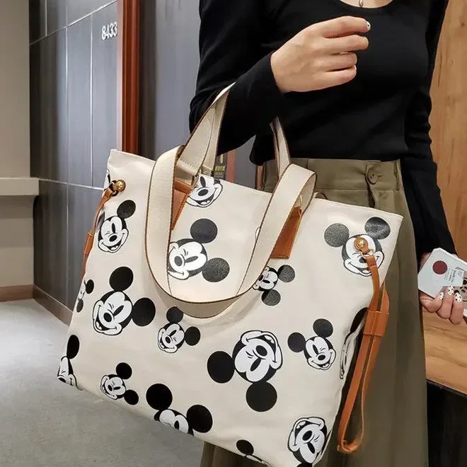 Disney-Sac en toile de grande capacité pour femme, fourre-tout décontracté, sacs à bandoulière One Initiated, sacs portables pour fille, sacs à bandoulière de dessin animé, été