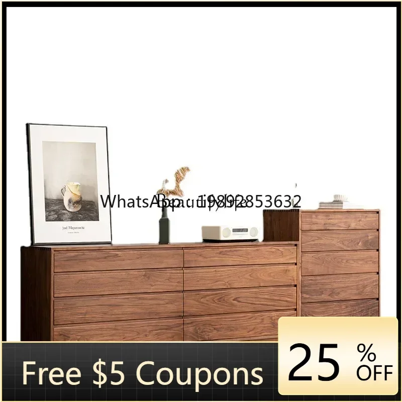 

1*Nordic Solid Wood North America Black Walnut Storage Side Cabinet Simple Modern Living Room Storage