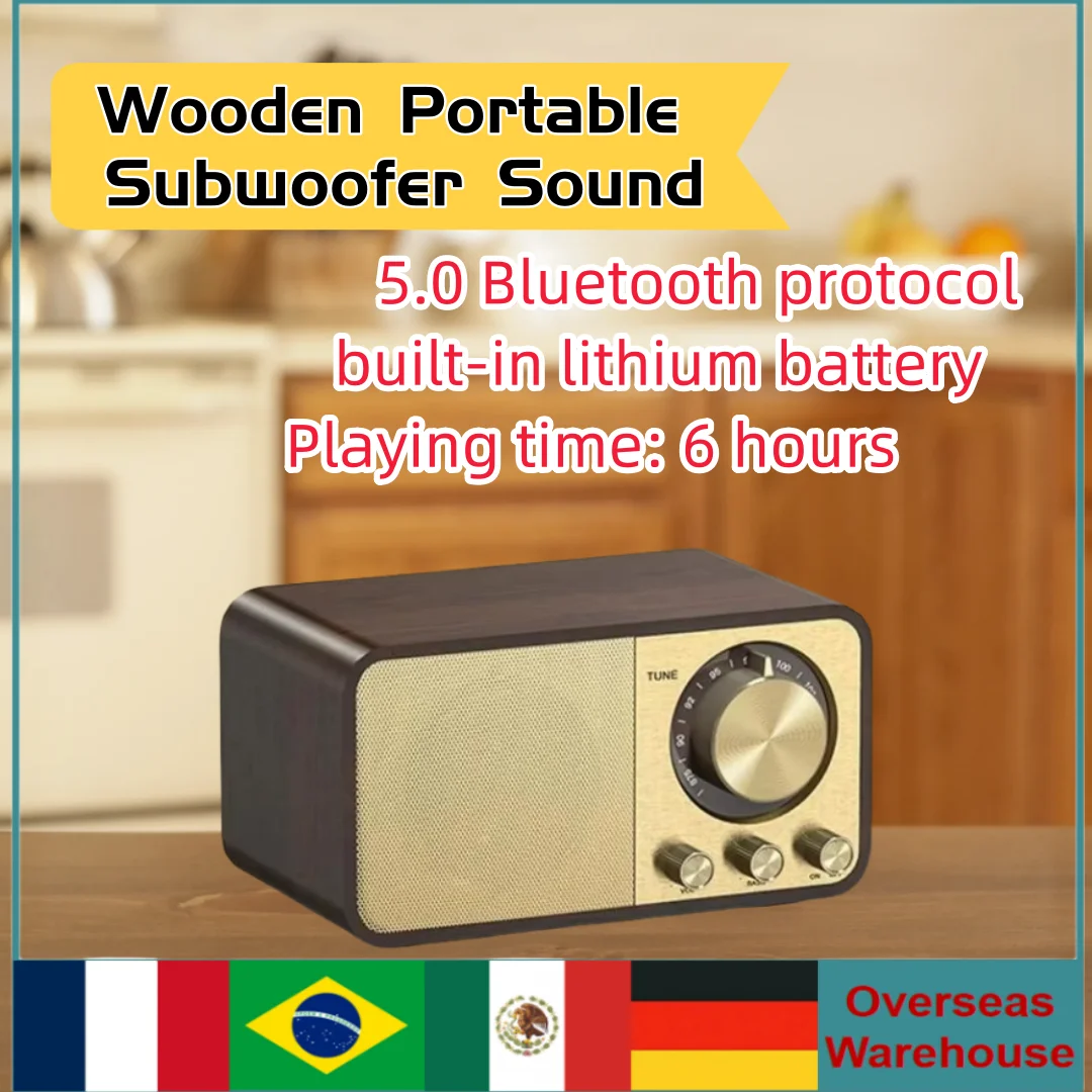 

Wooden Portable Subwoofer Retro Radio Wireless Bluetooth T&G Nostalgic Bluetooth Speaker Bluetooth Sound Retro Classic Speaker