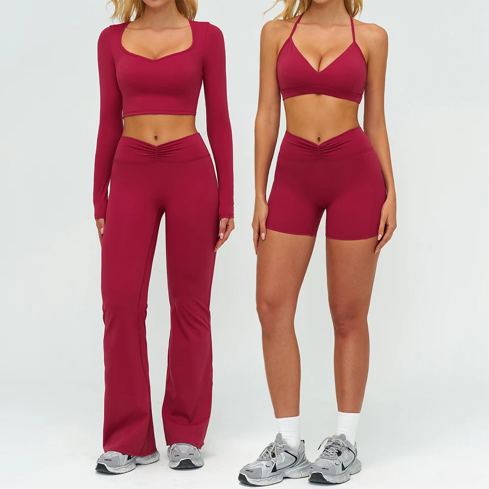 

Комплект для йоги, 2 шт., женский спортивный костюм, спортивная одежда, тренировочная одежда, спортивная одежда, леггинсы для спортзала, фитнес-бюстгальтер, укороченный топ, спортивные костюмы с длинными рукавами