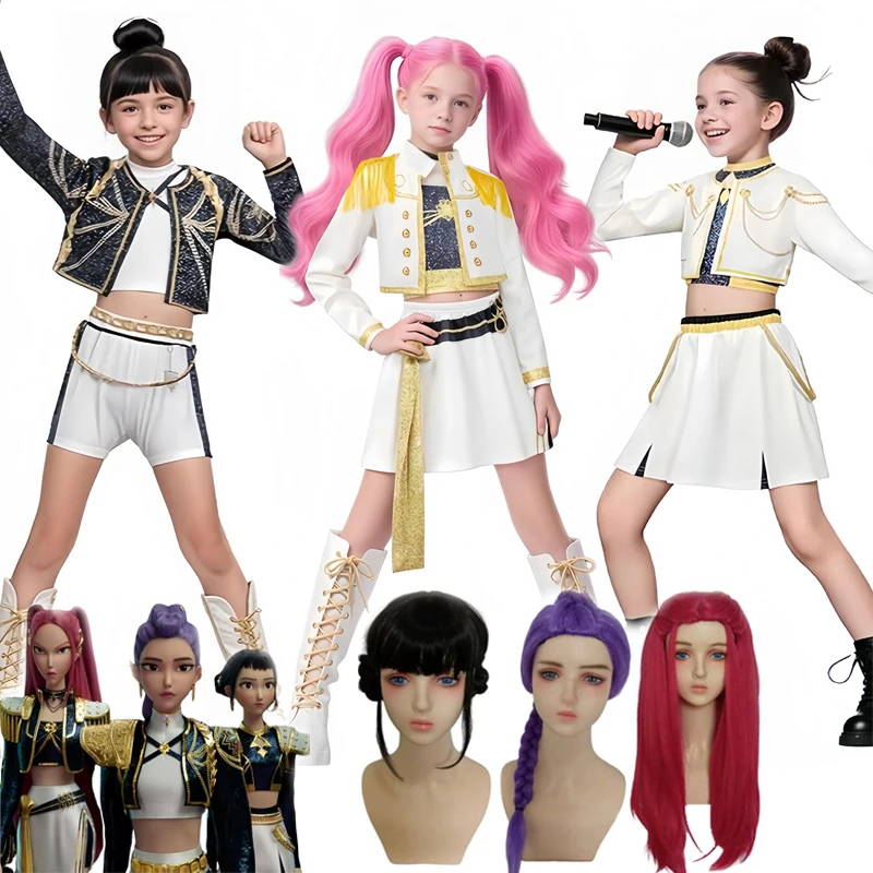 Disfraz de cazadores de demonios k-pop para niños, disfraz de Zoey Rumi Mira, disfraz de ídolo Virtual, película, Cosplay para niñas y niños, Carnaval de Halloween
