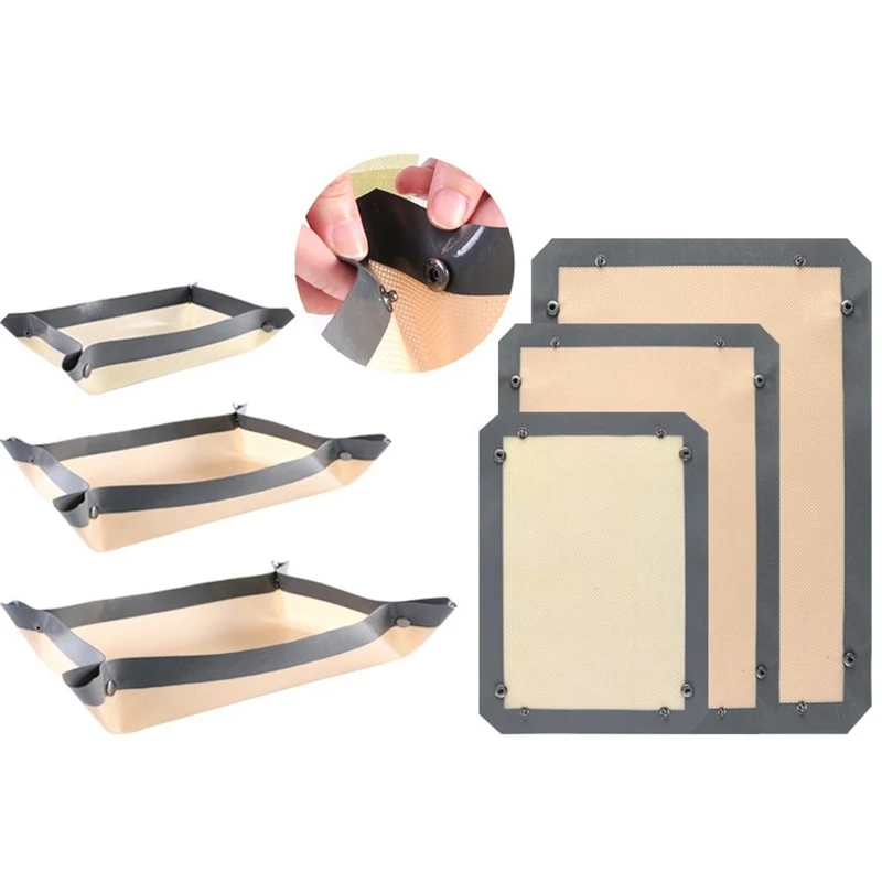 Leak Free Non-stick Silicone Baking Mat Silicone Oven Liners With Button Reusable Food Safe Liners For Air Fryer Ovens Placemats