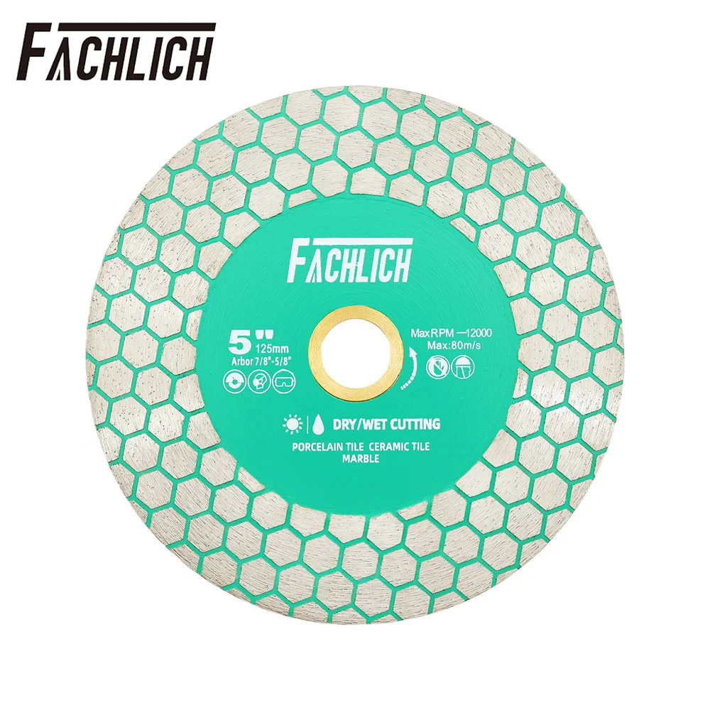 FACHLICH 1pc 5"/Dia125mm Diamond Cutting Disc Grinding Plate Double-side Ceramic Tile Porcelain Circular Saw Blade Angle Grinder