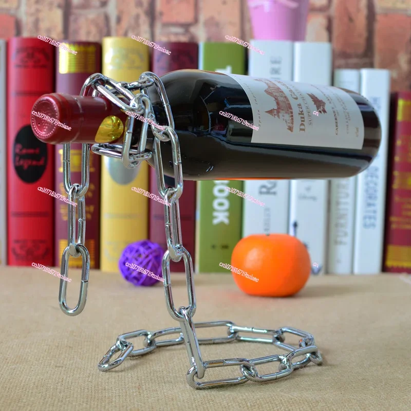 Suspension wrought iron chain red wine rack dining table wine rack bar creative decoration home restaurant bar decoration