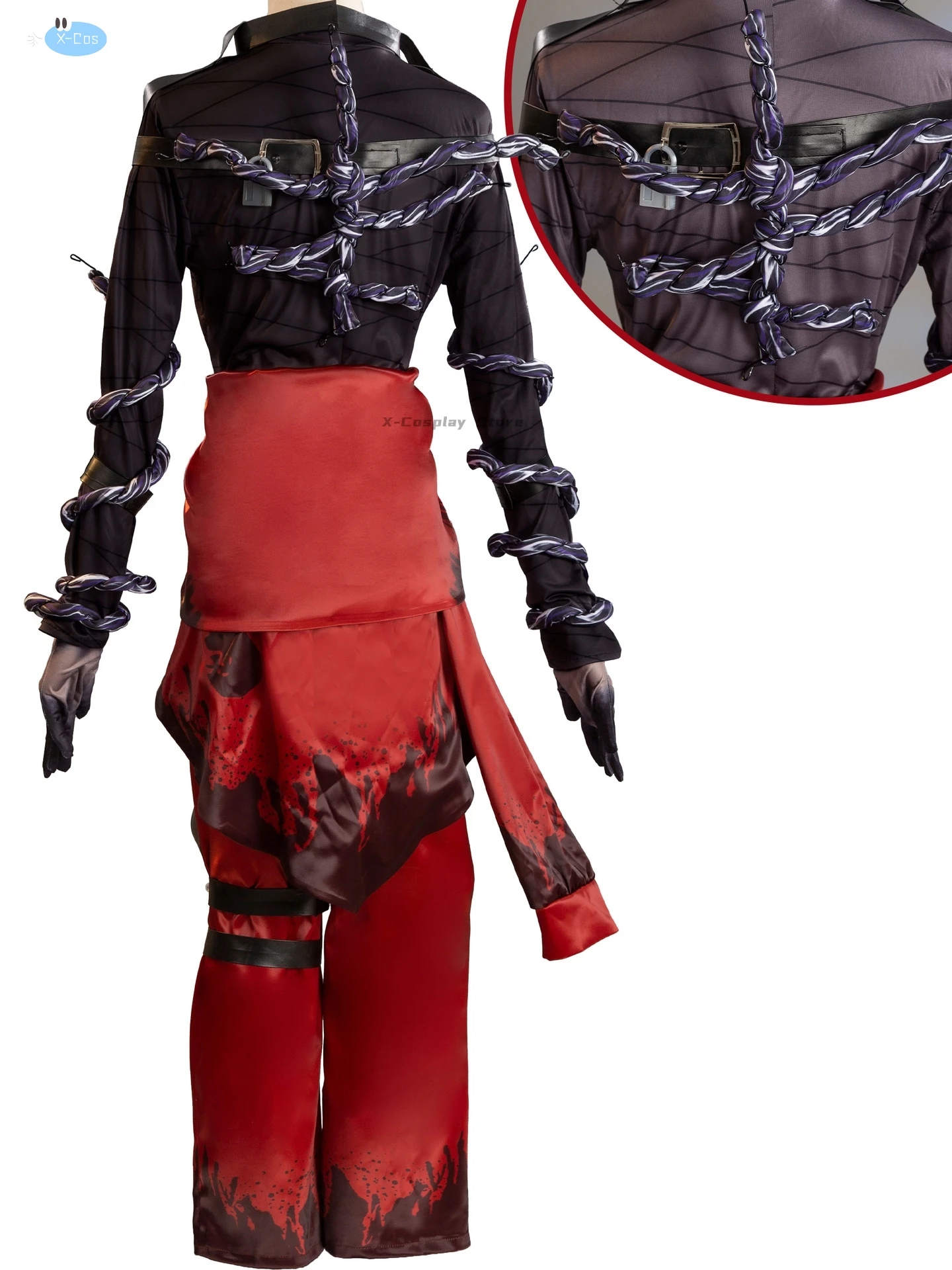 Identity V Emil Patient Rare Case Cosplay Costume Wig Mask Glasses Top Leather Belts Pants Lock White Red Hair Game Accessories