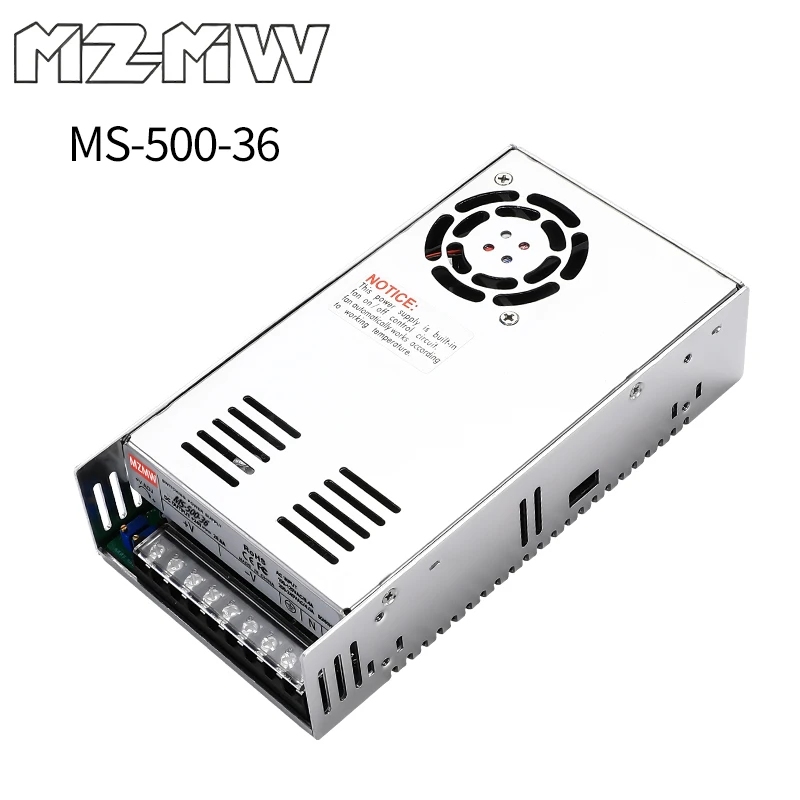 

MS-500-36 Switching Power Supply Adjustable 180-264VAC AC To DC 500W 36VDC 13.8A Single Output Industrial CCTV Drive SMSP