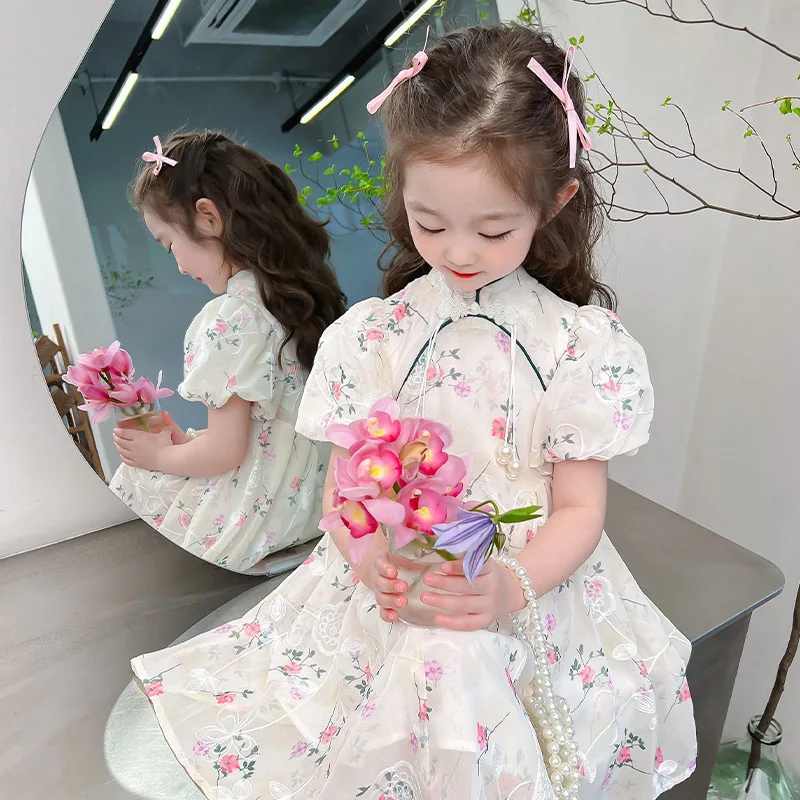 Girls' Dress New Sweet Baby Girl Skirt Western Style Hanfu Children'S Summer Clothing Cheongsam