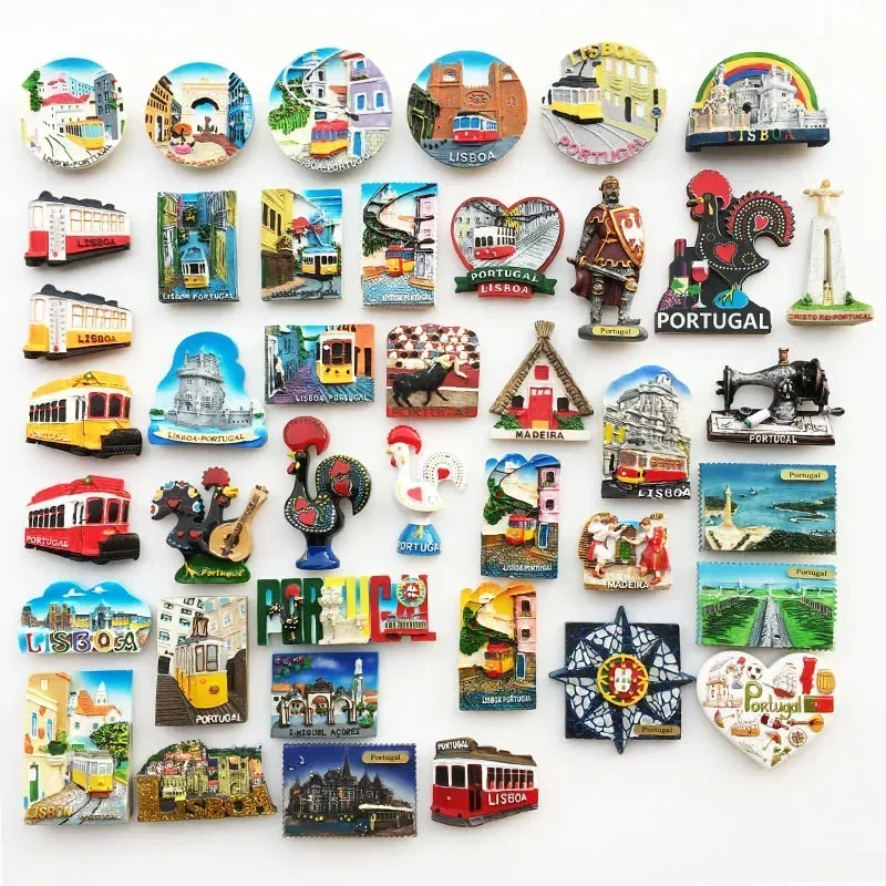 Portugal Fridge Magnets Souvenir Lisbon Tramway Madeira Resin Magnetic Refrigerator Stickers Tourist Souvenir Home Decorations