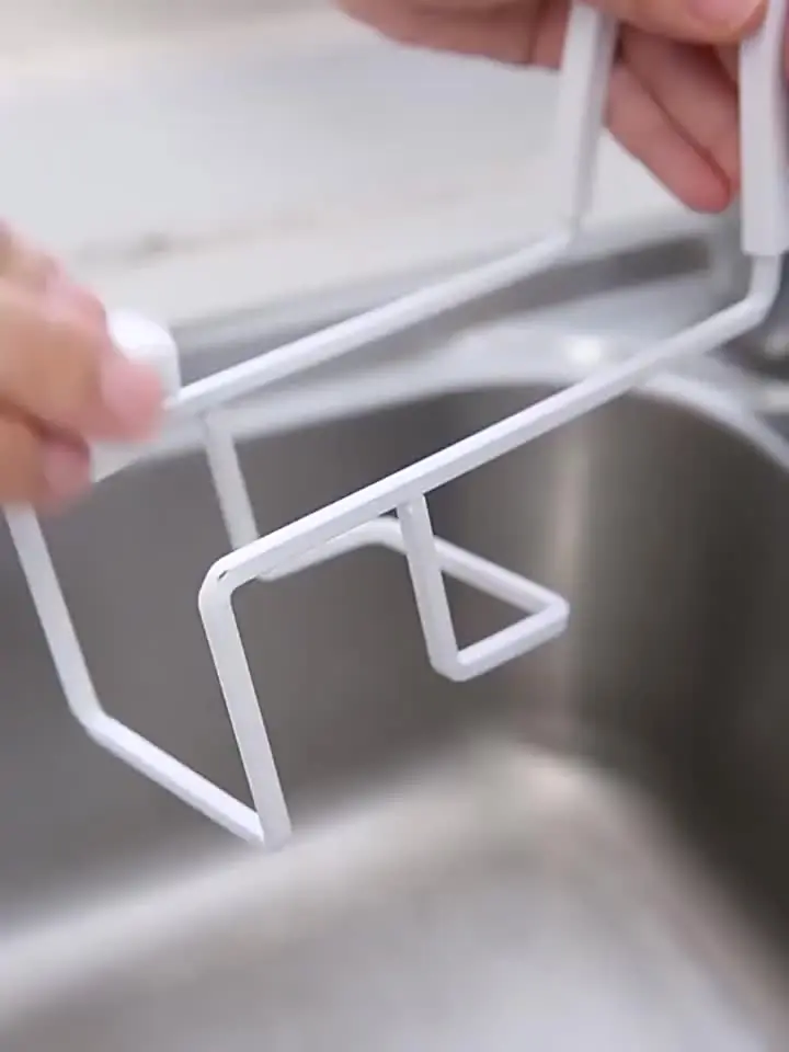 Kitchen Metal Sink Drain Rack Wall Sucker Sponge Storage Drying Holder Sink Soap Stand Dish Cloth Shelf Organizer Products 2023