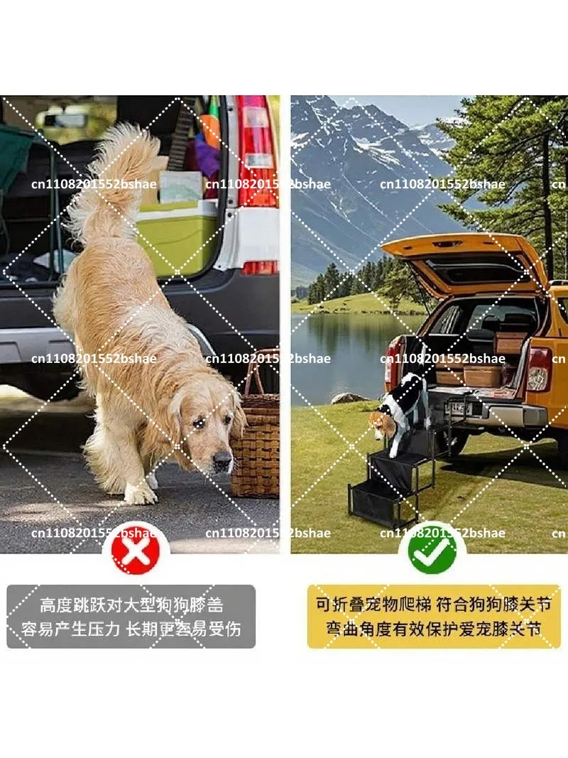 5/6 Steps Dog Ramp Pet Step Stairs with Nonslip Surface Aluminum Fram Cat Dog Ladder for Beds Trucks Cars SUV Support 200 Lbs