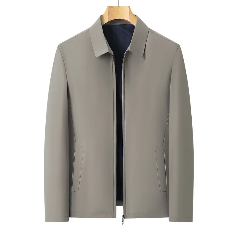 

2025 New Autumn Winter Solid Color Men's Jacket Fashion Lapel Collar Business Casual Zipper Jacket Coat