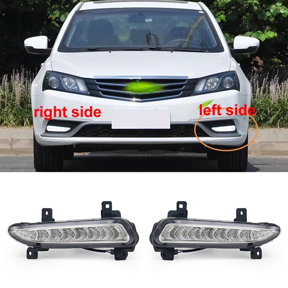 Car Left DRL LED Fog Light for Geely Emgrand EC718 EC7 2014-2016 Auto Driving Lamp Daytime Running Light Bumper Lamp