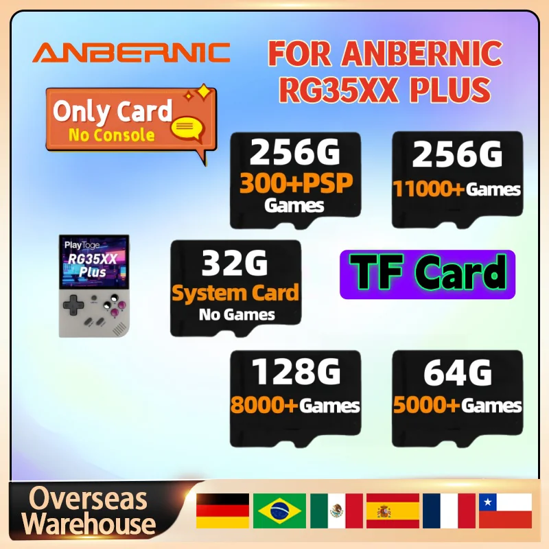 ANBERNIC RG35XX PLUS TF Card Memory Card Retro Games Handheld Game Console 256GB Preloaded Games 300+PSP Games Card Gift